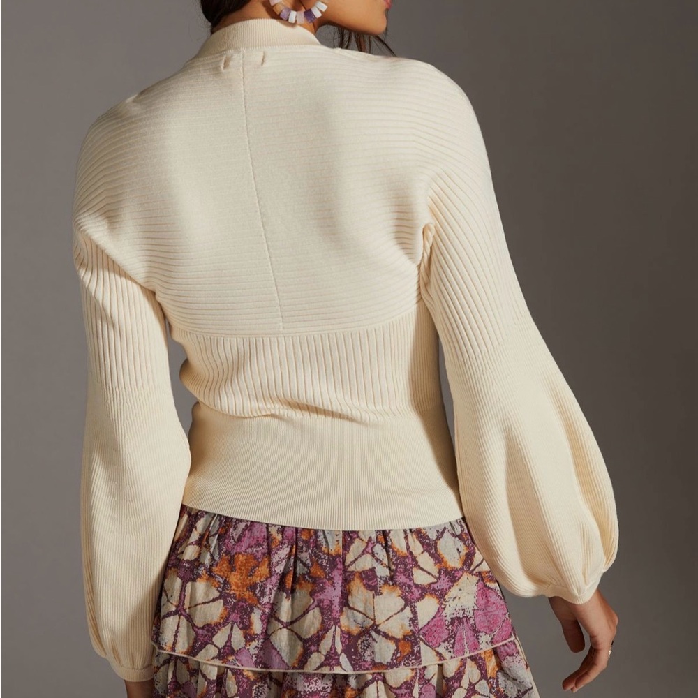 Anthropologie Cream Puff Sleeve Blouse - Picture 6 of 7